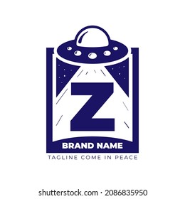 letter Z UFO illustration for tee shirt and initial vector logo design
