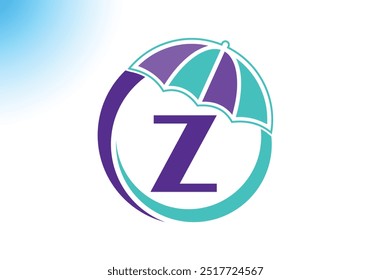 Letter Z Umbrella Logo Design Vector Template.