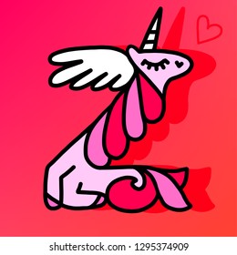 Letter "Z" unicorn.  Unicorn alphabet.