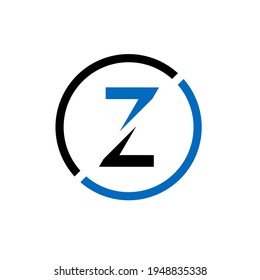 Letter Z unique logo business or company cut circle design, vector template