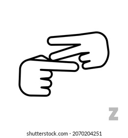 Letter Z Universal and handicapped hand alphabet letter. Simple clear linear letter Z, hand language. Learning the alphabet, non-verbal deaf-mute communication, expressive gestures vector.