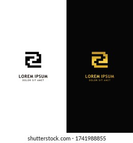 Letter Z uppercase logo design template elements. Gold letter isolated on black background. Black letter isolated on white background. Suitable for business, consulting group company.