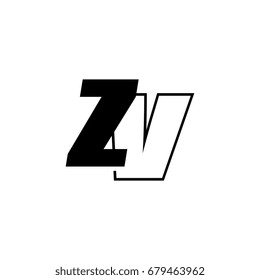 letter Z and V logo overlapping black negative