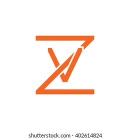 letter Z and V monogram square shape logo orange