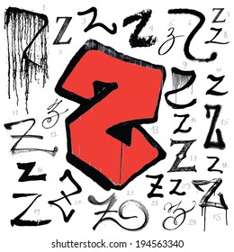 Letter Z. Vector alphabet. 