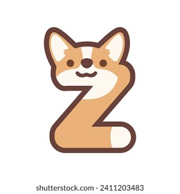 A letter Z vector cute corgi dog