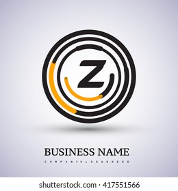Letter Z vector logo symbol in the circle thin line colored black and yellow. Design for your business or company identity.
