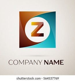 Letter Z vector logo symbol in the colorful square on grey background. Vector template for your design