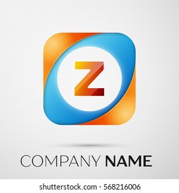 Letter Z vector logo symbol in the colorful square on grey background. Vector template for your design