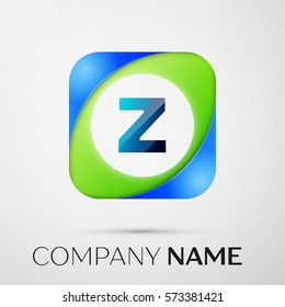 Letter Z vector logo symbol in the colorful square on grey background. Vector template for your design