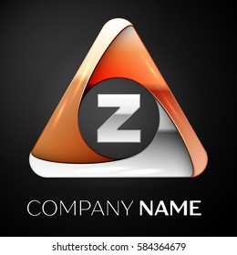 Letter Z vector logo symbol in the colorful triangle on black background. Vector template for your design