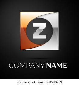 Letter Z vector logo symbol in the colorful square on black background. Vector template for your design