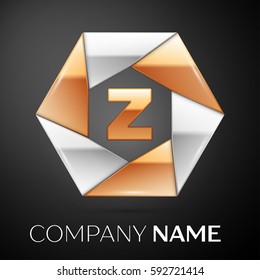 Letter Z vector logo symbol in the colorful hexagon on black background. Vector template for your design