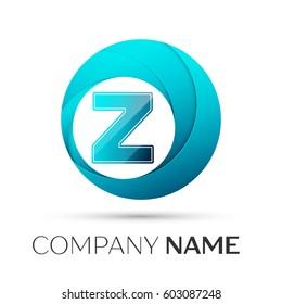 Letter Z vector logo symbol in the colorful circle on grey background. Vector template for your design