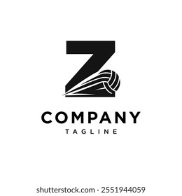 Letter Z volleyball logo icon vector