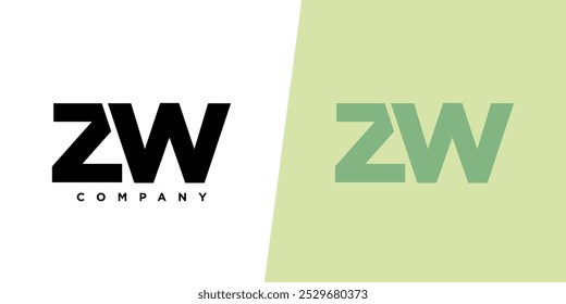 Letra Z y W, Plantilla de diseño de logotipo ZW. Logotipo inicial basado en monograma mínimo.