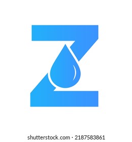 Letter Z Water Logo Element Vector Template. Water Drop Logo Symbol