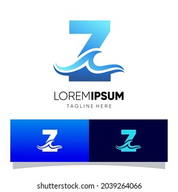 Letter Z Water Wave Logo Design Vector Icon Graphic Emblem Illustration