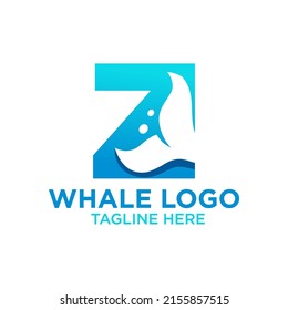 Letter Z Whale Logo Design Template Inspiration, Vector Illustration.