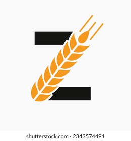 Letter Z Wheat Logo For Agriculture Symbol Vector Template