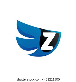 Letter Z with wings design elements logo. Wings icon