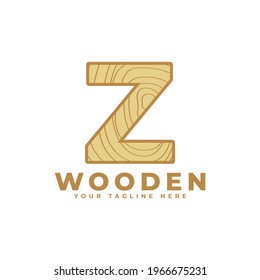 Letter Z with Wooden Texture Logo. Usable for Business, Architecture, Real Estate, Construction and Building Logos