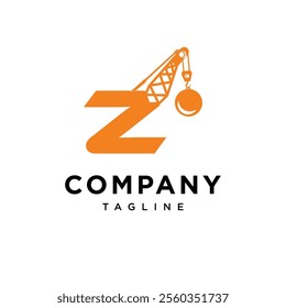 Letter Z Wrecking Ball Excavator Logo Icon Vector