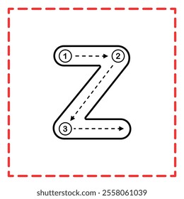 letter Z for writing practice. Alphabet tracing is good for practicing children writing letters.