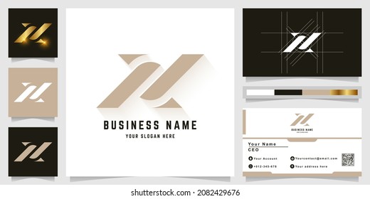 Letter z or x monogram logo with business card design