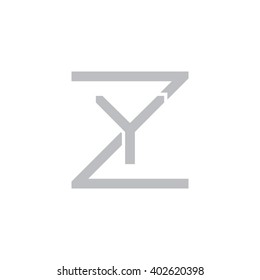 letter Z and Y monogram square shape logo gray