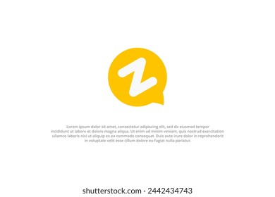 letra z y logotipo de icono de chat amarillo