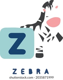 letter z zebra alphabet vector