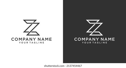 Letter Z or ZZ monogram logo design vector on black and white background.