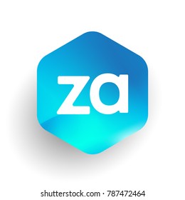 Letter ZA logo in hexagon shape and colorful background, letter combination logo design for business and company identity.
