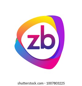 Letter ZB logo with colorful splash background, letter combination logo design for creative industry, web, business and company.