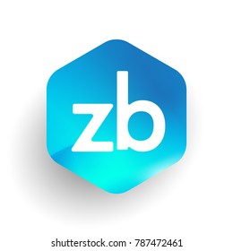 Letter ZB logo in hexagon shape and colorful background, letter combination logo design for business and company identity.
