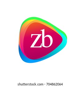 Letter ZB logo in triangle shape and colorful background, letter combination logo design for company identity.