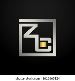 Letter ZC modern logo icon monogram design. Outstanding professional elegant trendy based alphabet. Vector graphic template element in silver and gold color. Can be used for luxury company branding.
