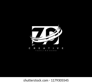 Letter ZD Inside Square Creative Modern Monogram Elegant Swoosh Logo