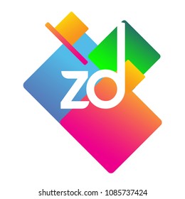 Letter ZD logo with colorful geometric shape, letter combination logo design for creative industry, web, business and company.