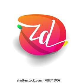 Letter ZD logo with colorful splash background, letter combination logo design for creative industry, web, business and company.