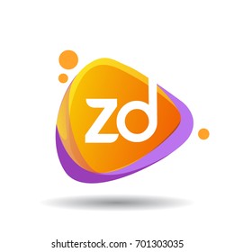 Letter ZD logo in triangle splash and colorful background.