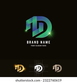 Letter ZD or ND monogram logo with grid method design