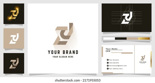 Letter Zd or Za monogram logo with business card design