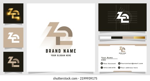 Letter Ze or Le monogram logo with business card design