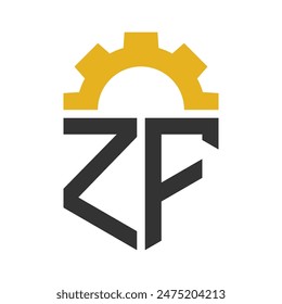 Letter ZF Gear Logo Design for Service Center, Repair, Factory, Industrial, Digital and Mechanical Business