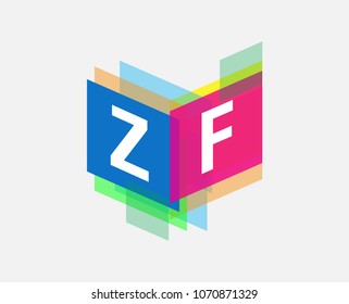 Letter ZF logo with colorful geometric shape, letter combination logo design for creative industry, web, business and company.