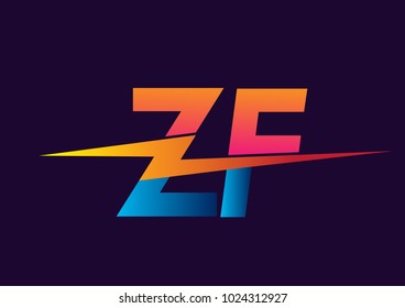 Letter ZF logo with Lightning icon, letter combination Power Energy Logo design for Creative Power ideas, web, business and company.