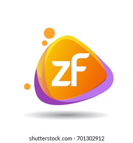 Letter ZF logo in triangle splash and colorful background.