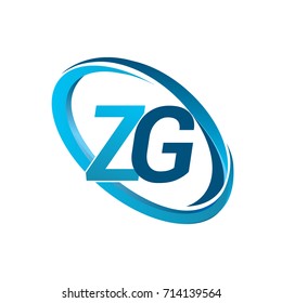 letter ZG logotype design for company name colored blue swoosh. vector logo for business and company identity.